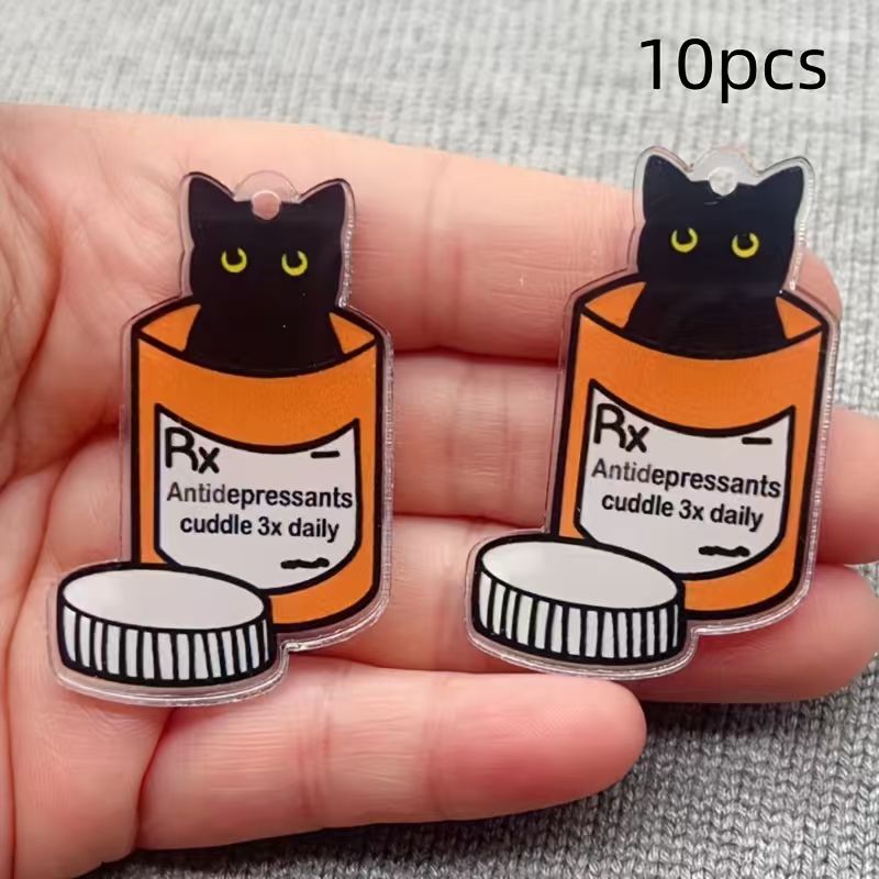 Jewelry Making Necklaces - 10pcs acrylic medicine cat pendant, DIY