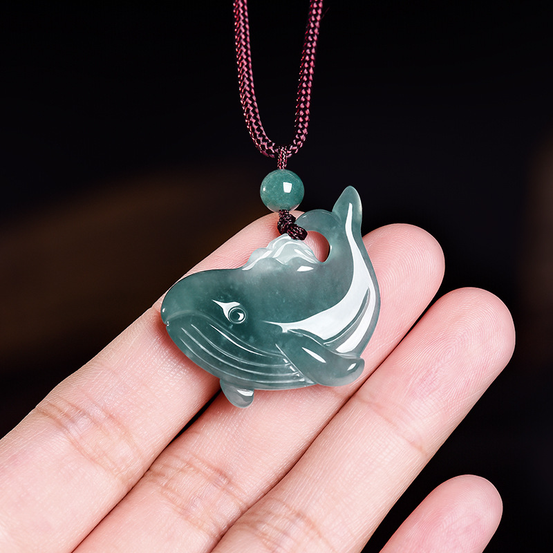 Jewelry Making Necklaces - Natural Burmese Jadeite Whale Pendant Necklace