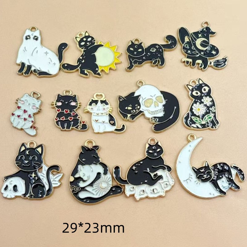 Jewelry Making Necklaces - 10pcs Original Alloy Enamel Black Cat