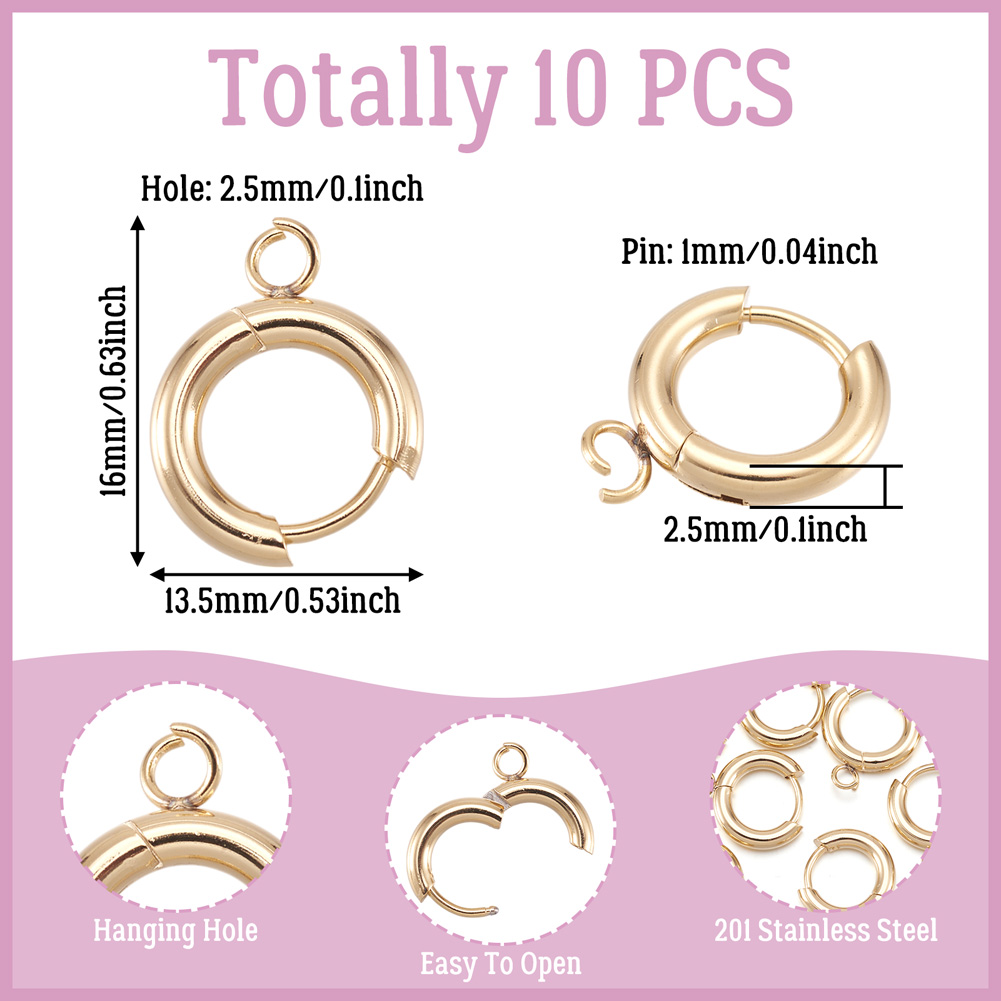 10pcs 201 Stainless Steel Hugg - Jewelry Making Hoops review and price