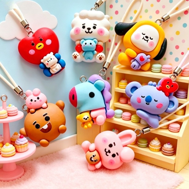 7pcs BT21 Resin Cartoon Charm  - Jewelry Making Necklaces review and price