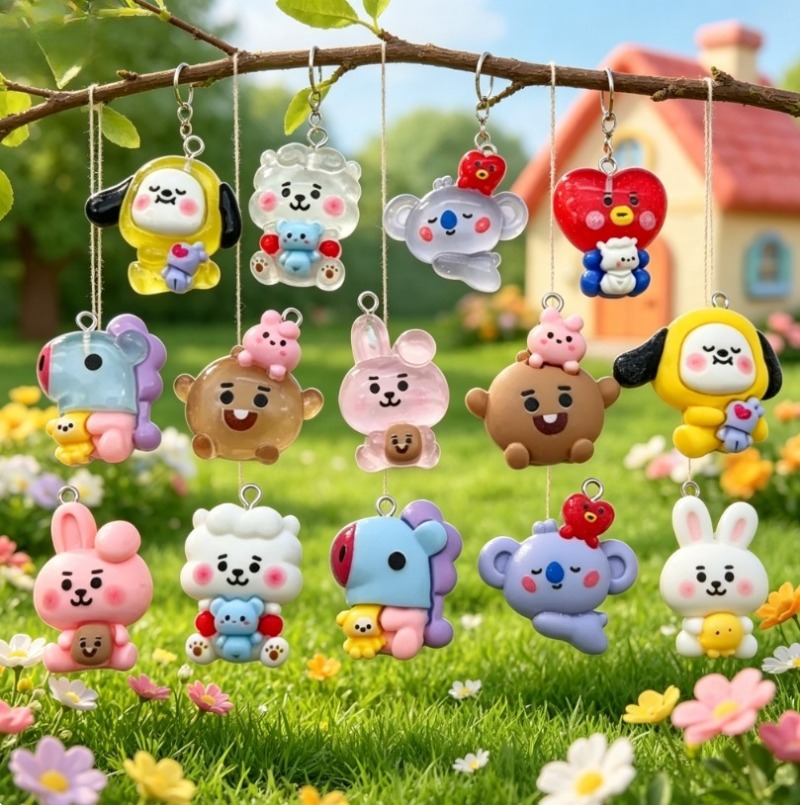 7pcs BT21 Resin Cartoon Charm  - Jewelry Making Necklaces review and price
