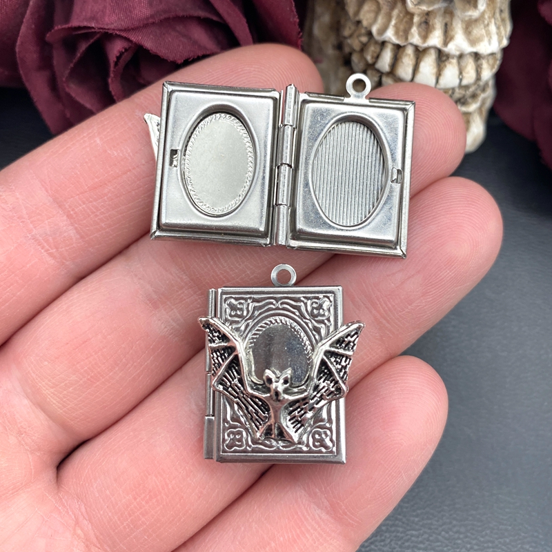 2pcs 27*22mm Bat Book Locket C - Jewelry Making Books review and price