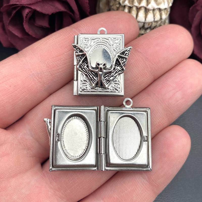 2pcs 27*22mm Bat Book Locket C - Jewelry Making Books review and price